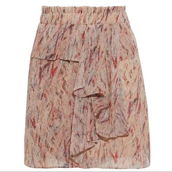 NEW IRO PRINTED RUFFLE LUREX MINI SKIRT - Picture 9 of 11